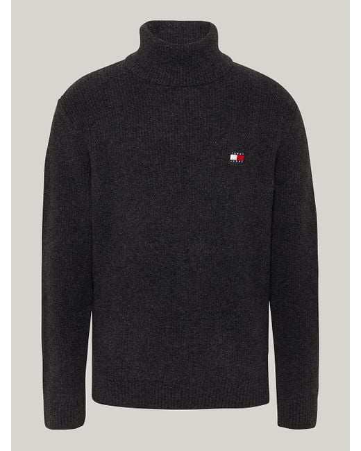 Tommy Hilfiger Black Roll Neck Slim Jumper With Wool for men