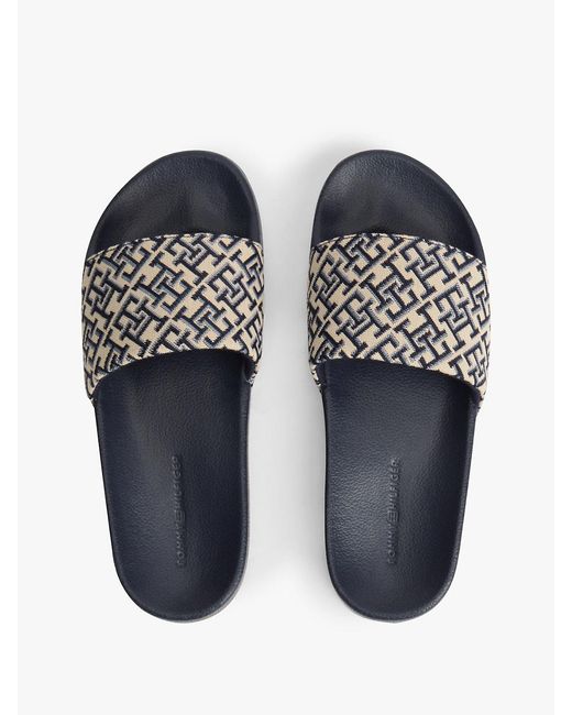 Tommy Hilfiger White Th Monogram Pool Slides