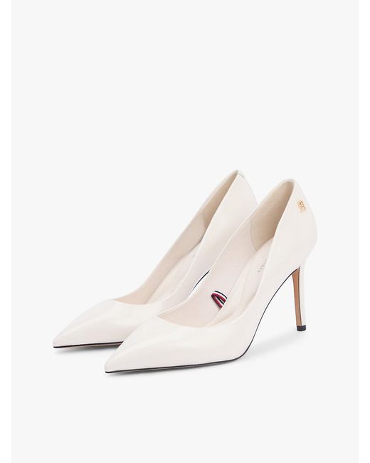 Tommy Hilfiger White Leather Pointed Toe Stiletto Heels