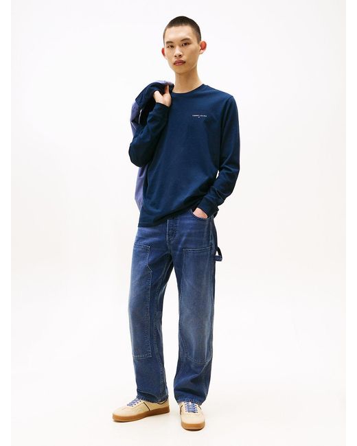 Tommy Hilfiger Blue Linear Logo Slim Long Sleeve T-shirt for men