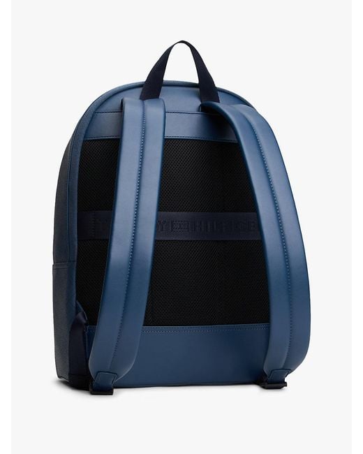 Tommy Hilfiger Blue Hilfiger Flag Mixed Texture Dome Backpack for men