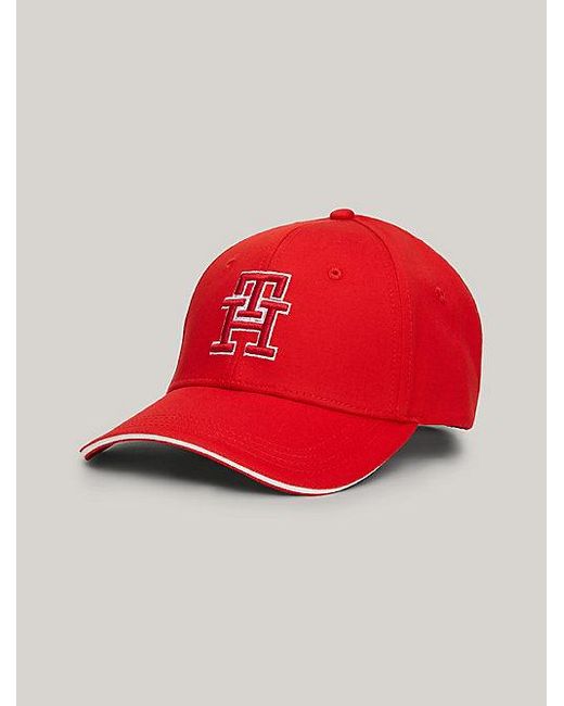 Tommy Hilfiger Red Prep Baseball-Cap mit TH-Monogramm-Stickerei