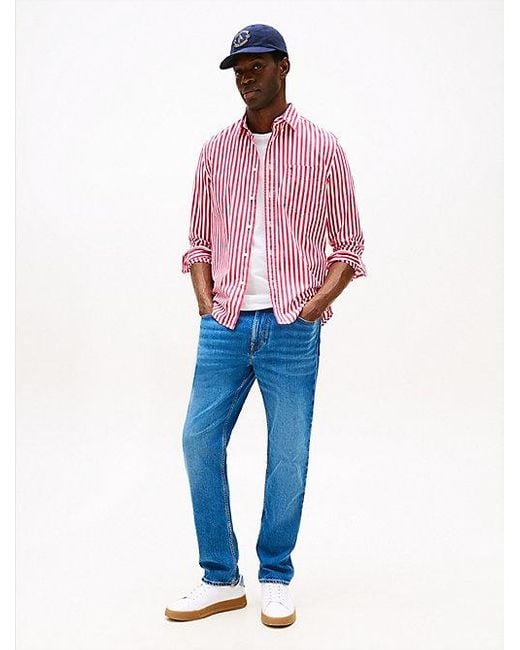 Tommy Hilfiger Th Flex Regular Fit Hemd Mit Streifen in Pink für Herren