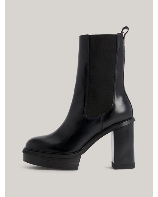 Tommy Hilfiger Black Elevated High Leather Chelsea Boots