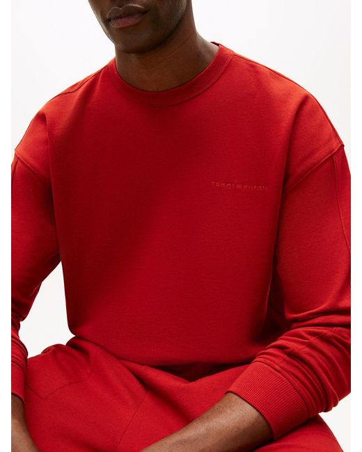 Tommy Hilfiger Red Essential Logo Terry Lounge Track Top for men