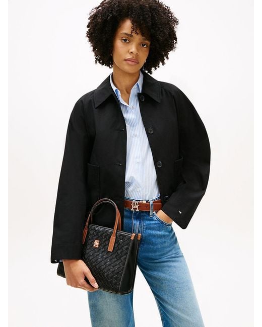 Tommy Hilfiger Black City Woven Crossbody Tote Bag
