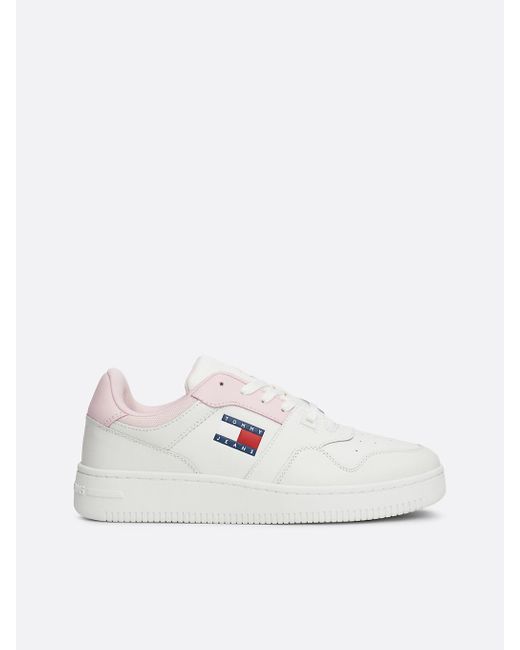 Tommy Hilfiger Pink Essential Leather Fine Cleat Basketball Trainers