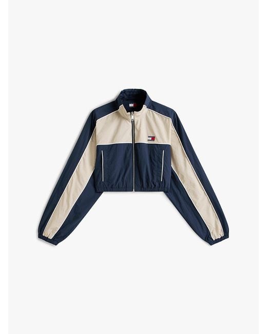 Tommy Hilfiger Blue Tommy Badge Colour-Blocked Piping Crinkle Jacket