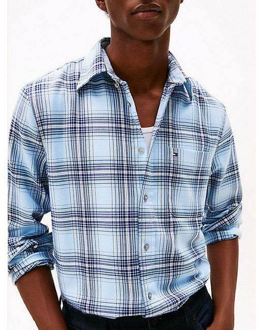 Tommy Hilfiger Regular Fit Geruit Overhemd Van Twill in het Blue voor heren