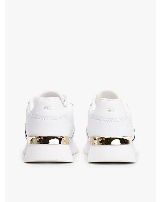 Tommy Hilfiger Leren Sneaker Met Metalen Th-Monogram in het White