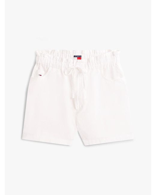 Short En Lin À Taille Froncée Tommy Hilfiger en coloris White