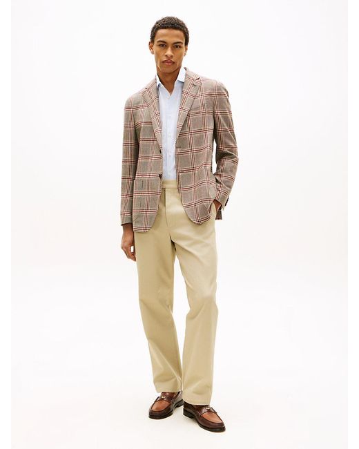 Tommy Hilfiger Natural Regular Fit Check Single Breasted Blazer for men