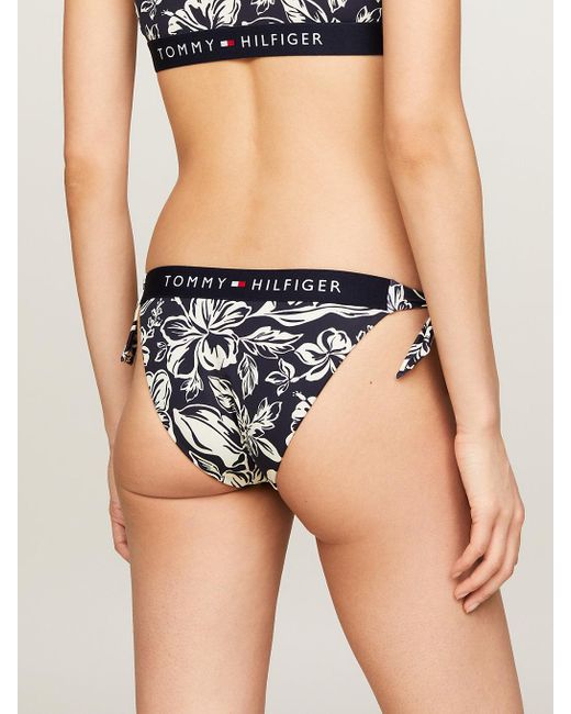 Tommy Hilfiger Black Original Floral Print Side Tie Bikini Bottoms