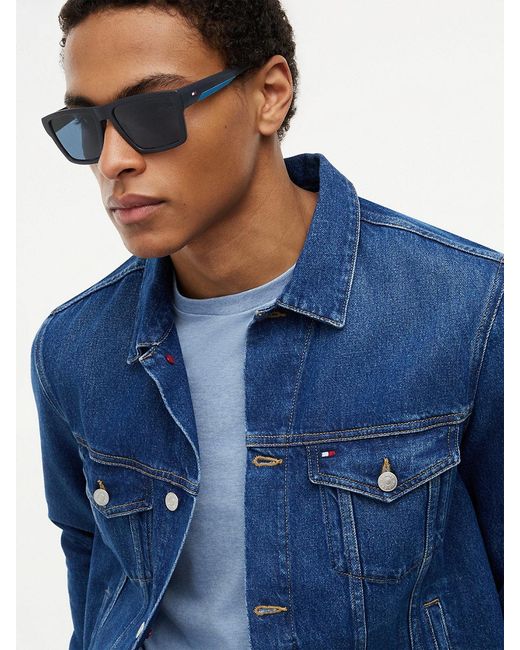 Tommy Hilfiger Blue Flag Square Sunglasses for men