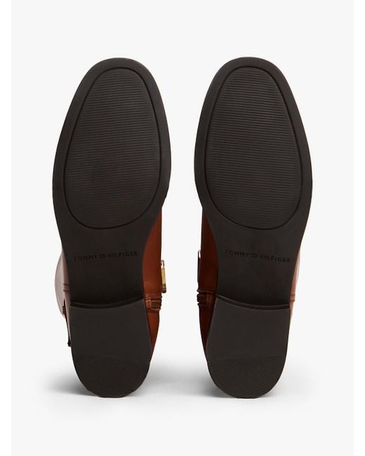 Bottes Cavalières En Cuir À Monogramme Th Tommy Hilfiger en coloris Brown