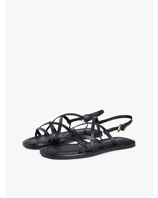 Tommy Hilfiger White Leather Crossover Strap Flat Sandals