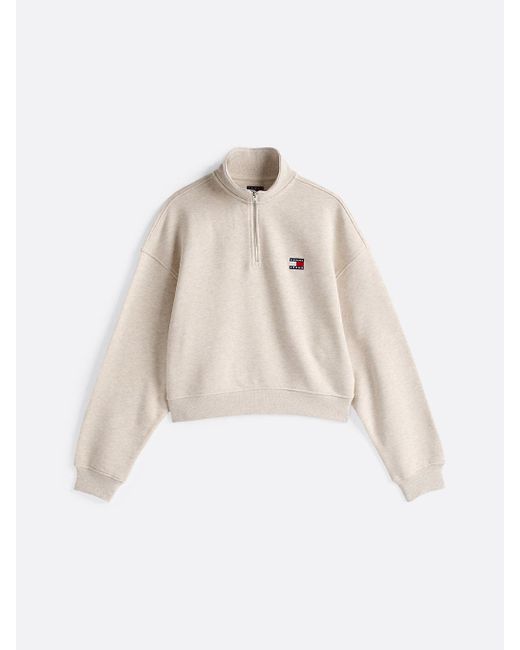 Tommy Hilfiger Natural Boxy Half-zip Cropped Sweatshirt