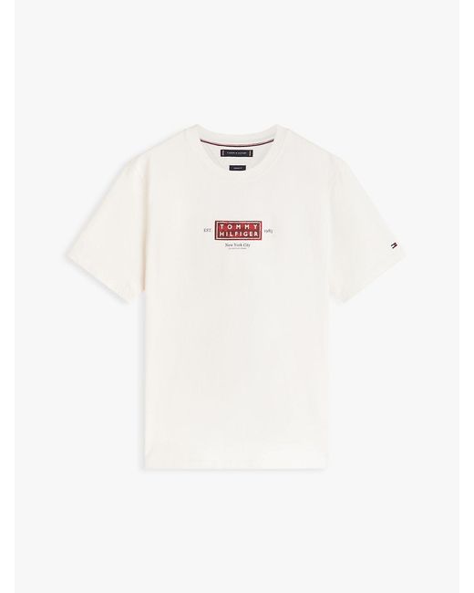 Tommy Hilfiger White Heritage Logo Jersey Crew Neck T-Shirt for men