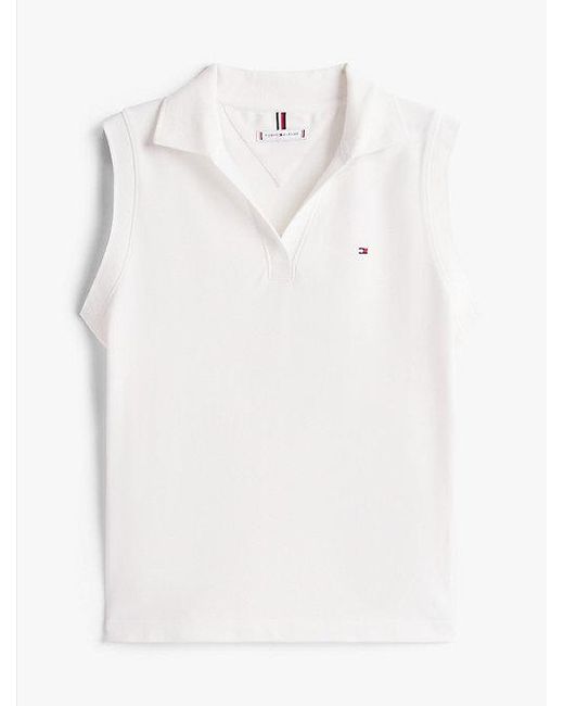 Polo Sin Mangas De Corte Amplio Tommy Hilfiger de color White