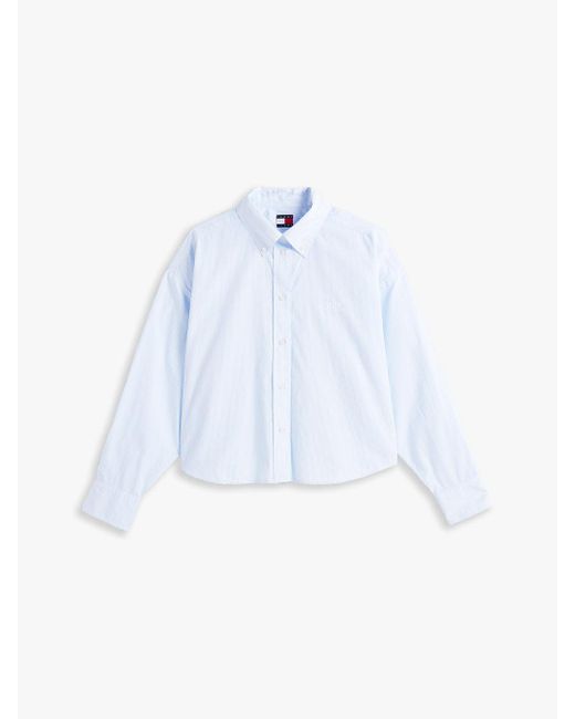 Chemise Courte En Popeline Rayée Tommy Hilfiger en coloris White