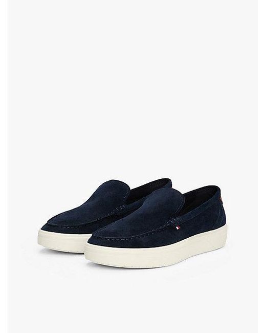 Tommy Hilfiger Signature Suède Instap-Loafer in het Blue voor heren