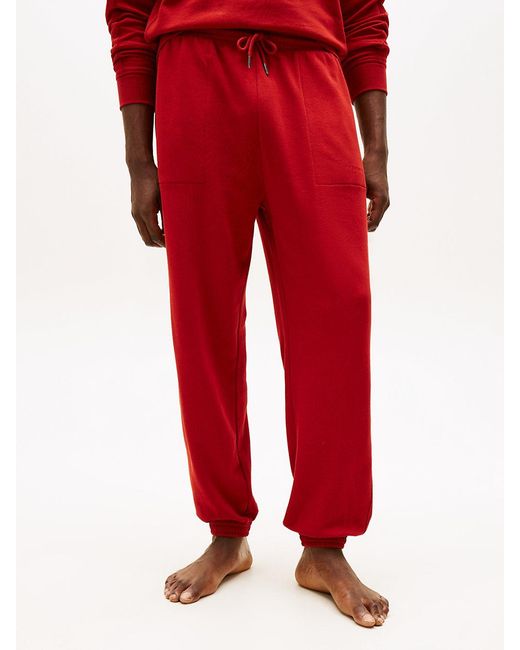 Tommy Hilfiger Red Essential Terry Cuffed Lounge Joggers for men