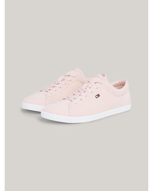 Tommy Hilfiger Pink Essential Lace-up Knit Trainers