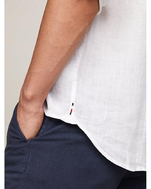Camisa de lino teñido con pigmentos Tommy Hilfiger de hombre de color White