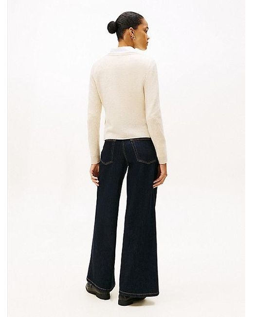 Tommy Hilfiger Trui Van Zachte Wol Met V-Hals in het White