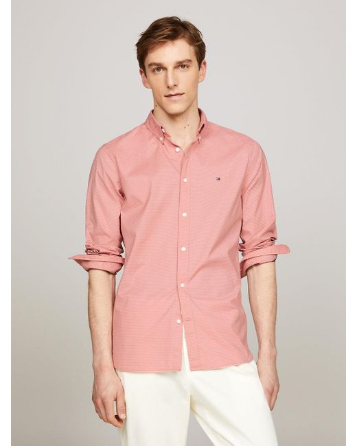 Tommy Hilfiger Pink Th Flex Micro Print Slim Fit Shirt for men