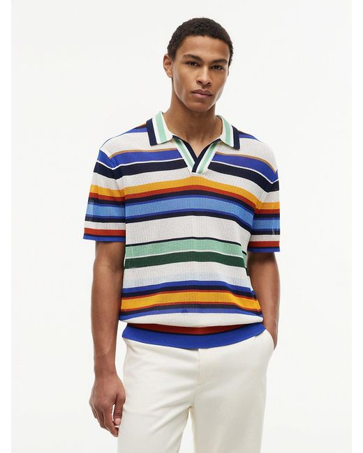 Tommy Hilfiger Blue Relaxed Fit Multicolour Stripe Polo Shirt for men