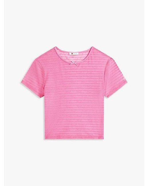 Tommy Hilfiger Slim Fit T-Shirt Van Mesh Met Repeat Logo in het Red