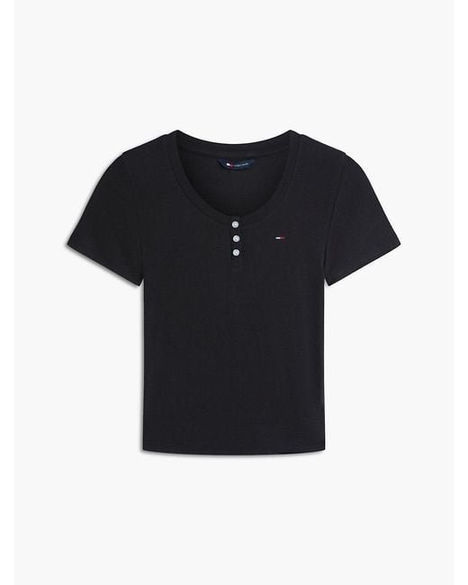 Tommy Hilfiger Black Slim Henley T-Shirt