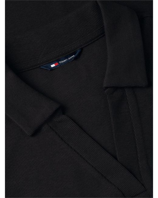 Tommy Hilfiger Black Ribbed Fit And Flare Mini Polo Dress