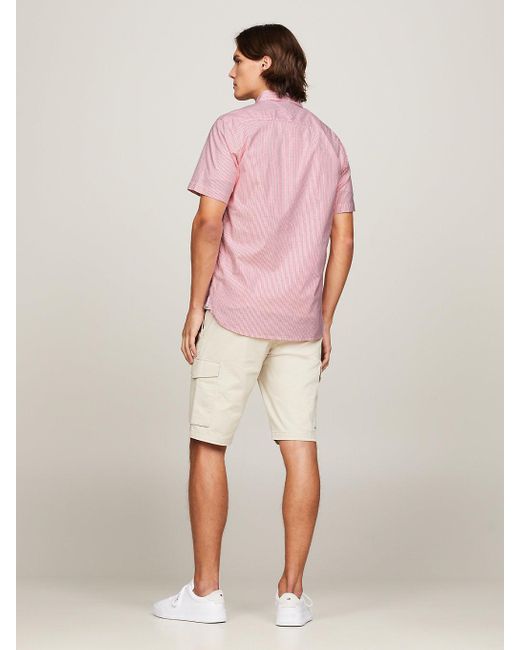Tommy Hilfiger Pink Th Flex 1985 Collection Regular Short Sleeve Shirt for men