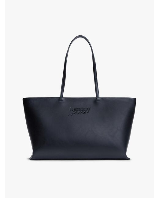 Tommy Hilfiger Blue Essential Textured Logo Tote Bag