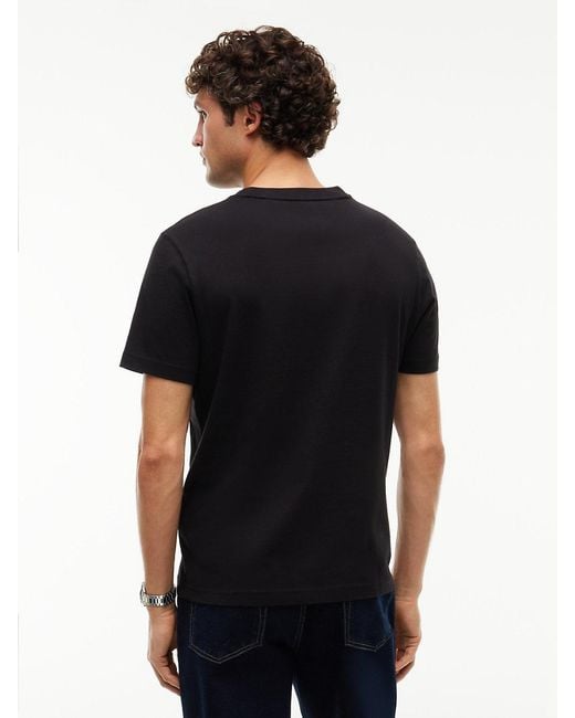 Tommy Hilfiger Black Logo Embroidery Crew Neck T-Shirt for men