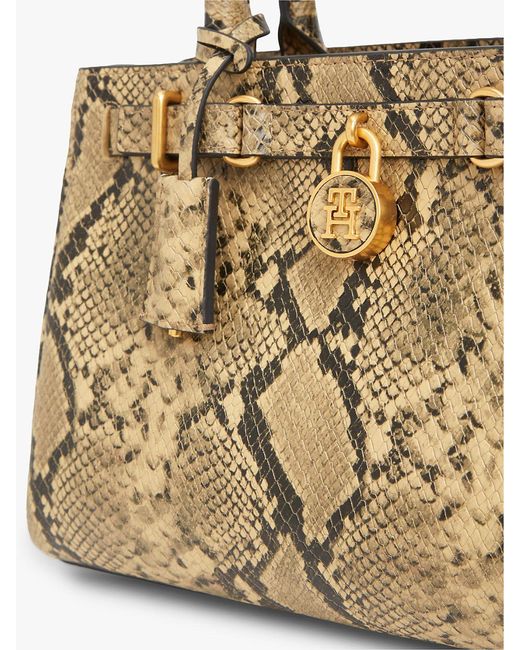 Tommy Hilfiger Metallic The American Icon Snake Print Leather Tote Bag