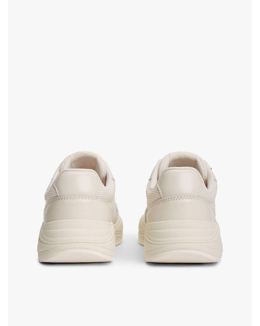 Tommy Hilfiger White Th Monogram Mixed Texture Leather Trainers