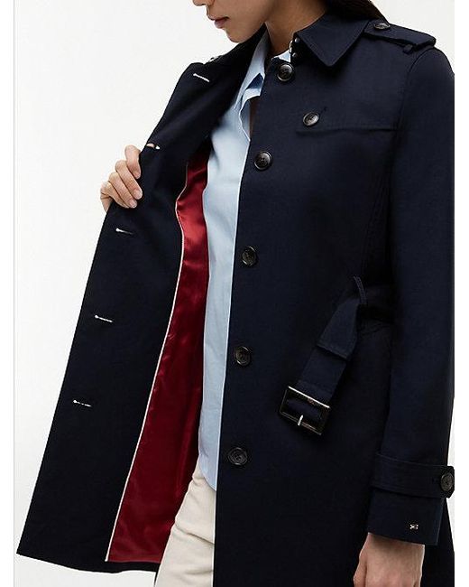Tommy Hilfiger Single-Breasted Trenchcoat in het Blue