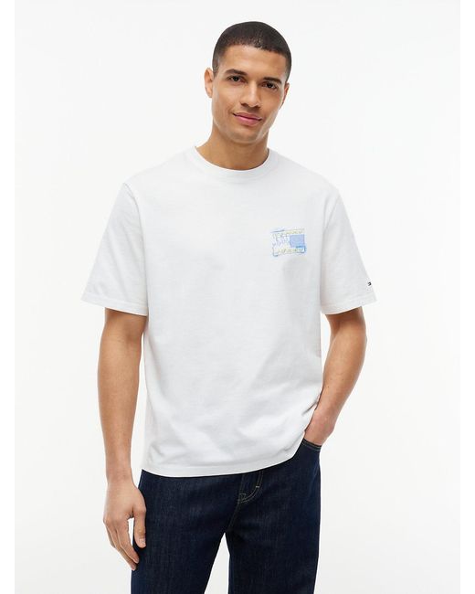 Tommy Hilfiger White 90S Back Bubble Logo Jersey T-Shirt for men
