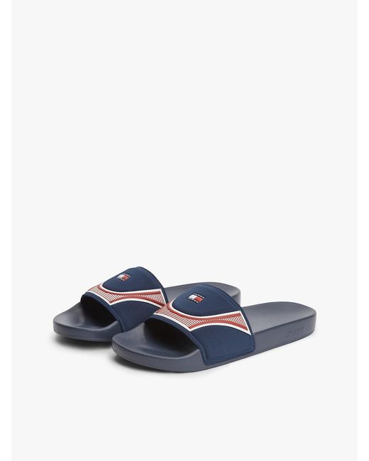 Tommy Hilfiger Blue Logo Strap Pool Slides for men