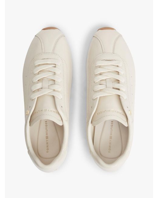 Tommy Hilfiger White Th Monogram Plaque Leather Trainers