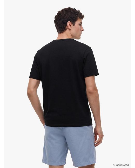 Tommy Hilfiger Black Flag Embroidery Textured Crew Neck T-Shirt for men