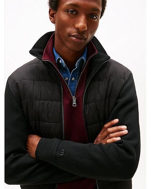 Cazadora Smart Casual Con Mezcla De Texturas Tommy Hilfiger de hombre de color Black