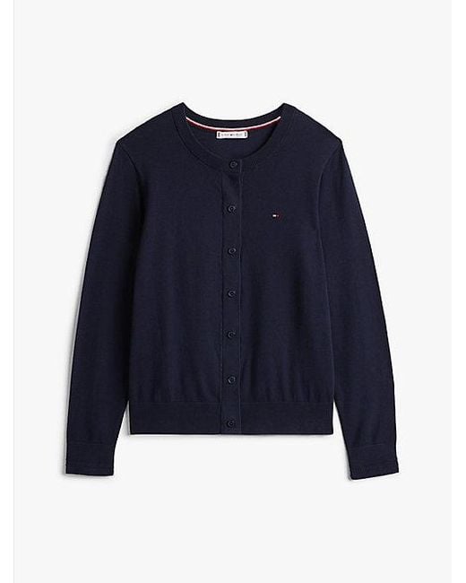 Tommy Hilfiger Adaptive Jersey Vest Met Ronde Hals in het Blue