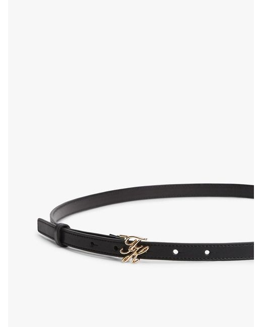 Tommy Hilfiger White Logo Plaque Buckle Leather Belt