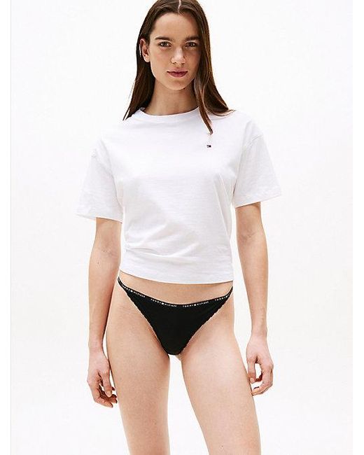 Tommy Hilfiger Set Van 3 Microvezel Tanga-Strings Met Kant in het White