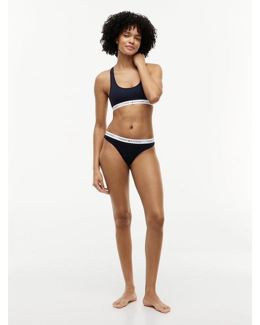 Tommy Hilfiger Blue Repeat Logo Waistband Thong