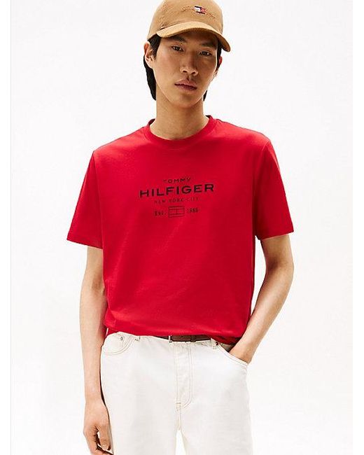 Tommy Hilfiger T-Shirt Met Ronde Hals En Logo-Graphic in het Red voor heren